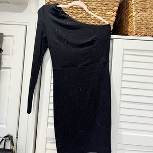 Black one shoulder sparkly dress